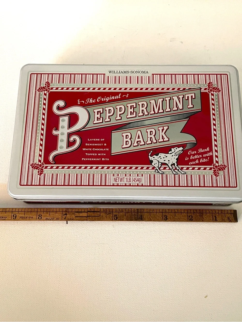 Williams-Sonoma Peppermint Bark Retro Style Tin Collectible Christmas Holiday